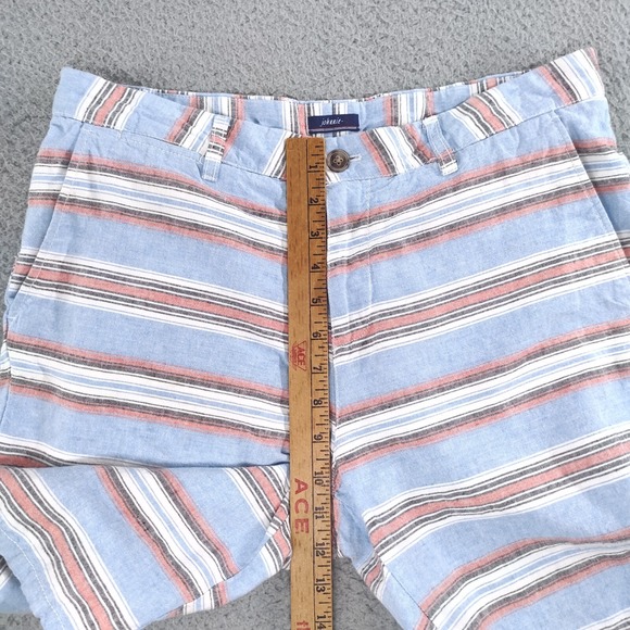 johnnie-O Shorts Mens 32 Gulf Blue Red Striped Linen Blend 9" Inseam Chino - Picture 10 of 16